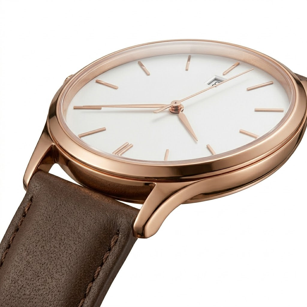 Minimalist Rose Gold & Leather Watch