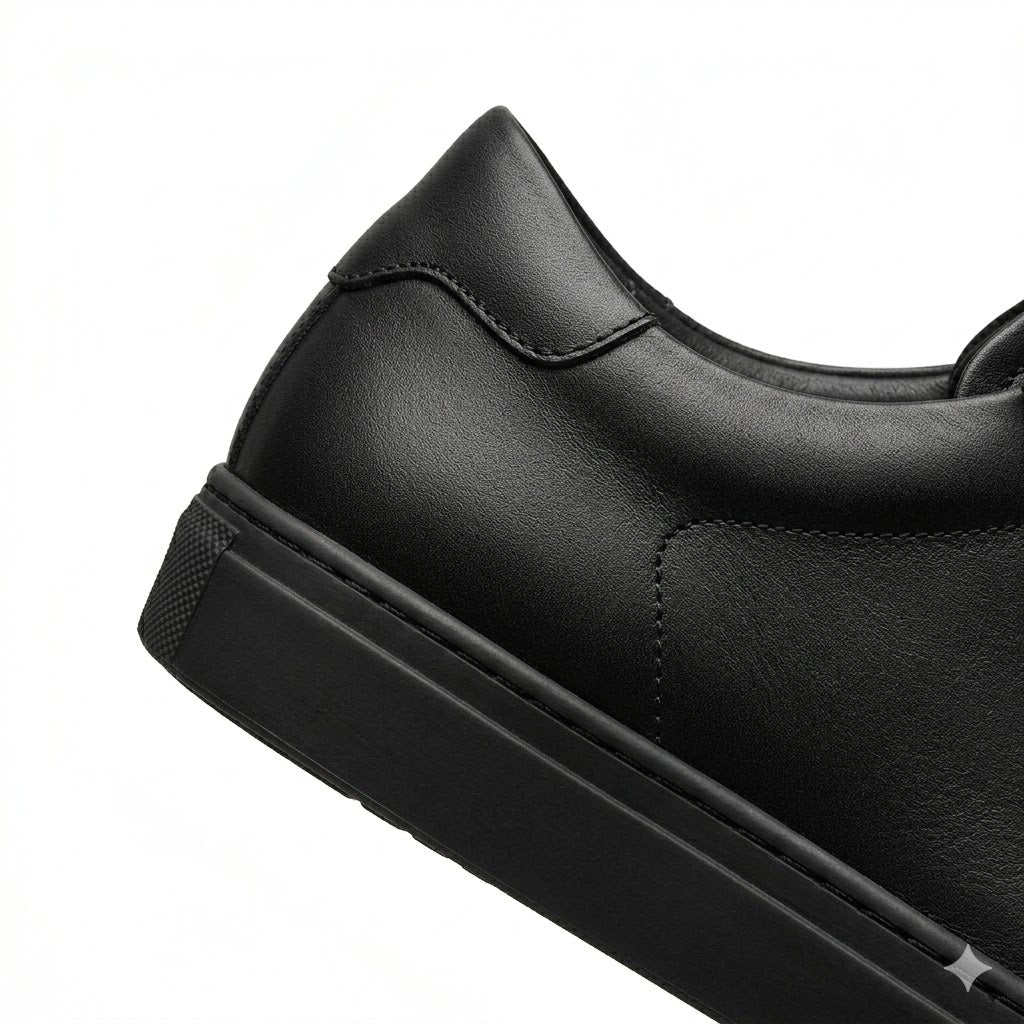 Luxury Black Leather Cupsole Trainers