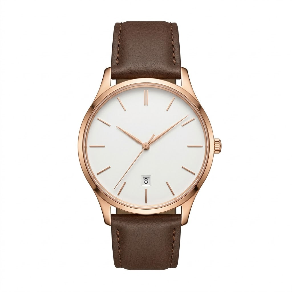 Minimalist Rose Gold & Leather Watch