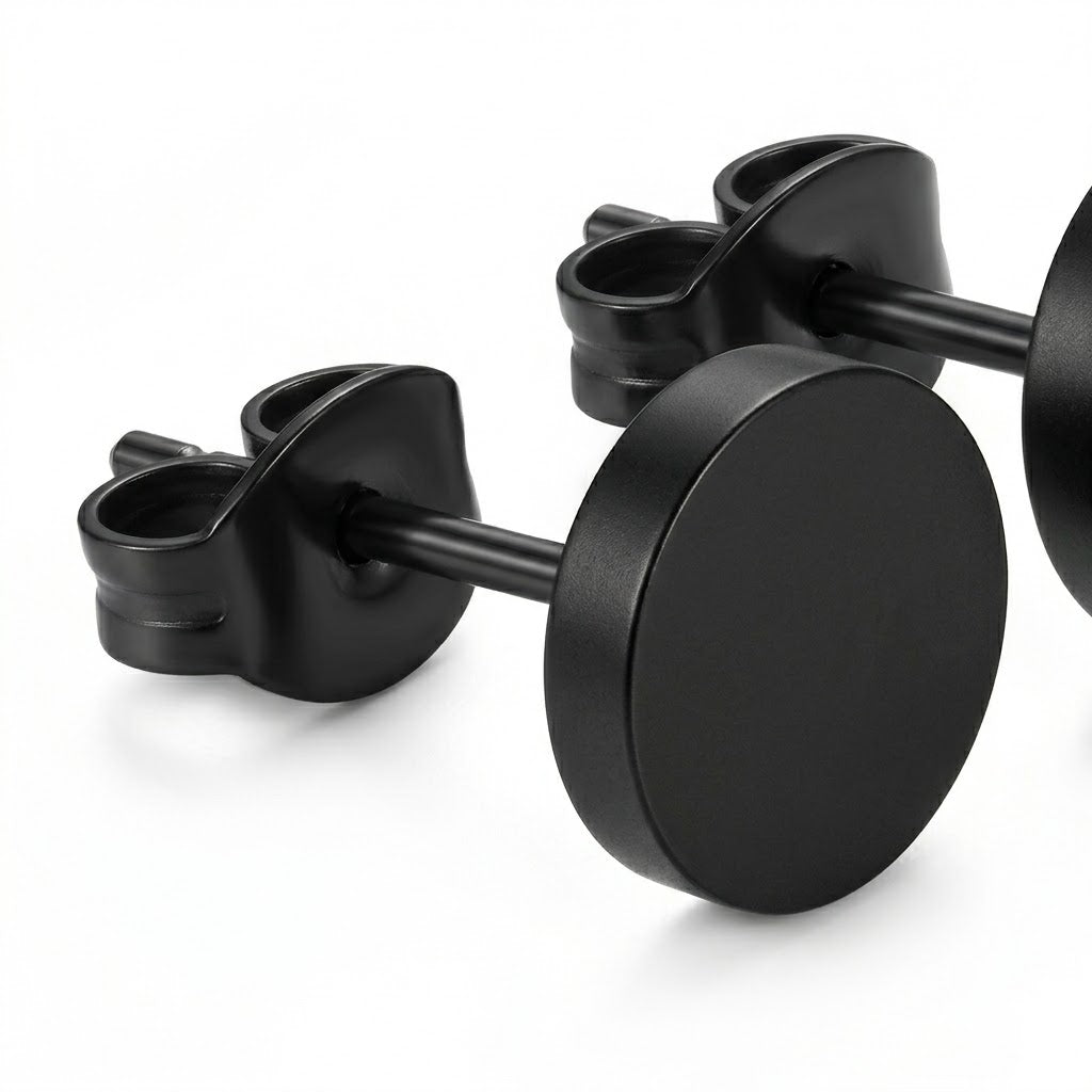 Matte Black Stainless Steel Stud Earrings