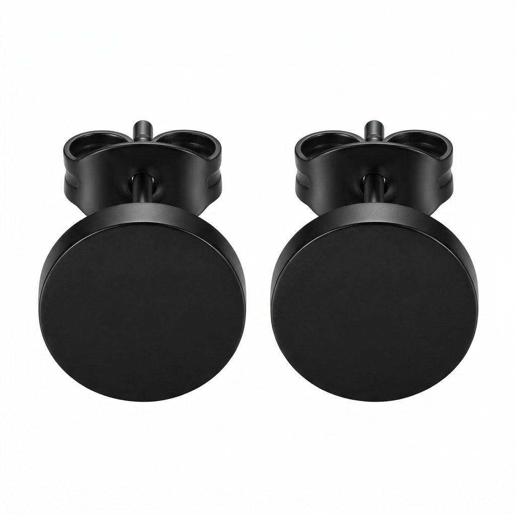 Matte Black Stainless Steel Stud Earrings
